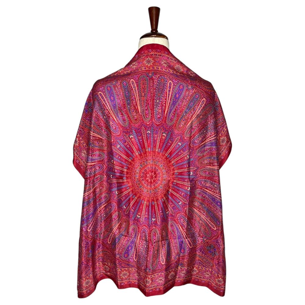 Vintage Liz Claiborne Scarf Paisley Print Colorful Pink 31" Floral Square Shawl